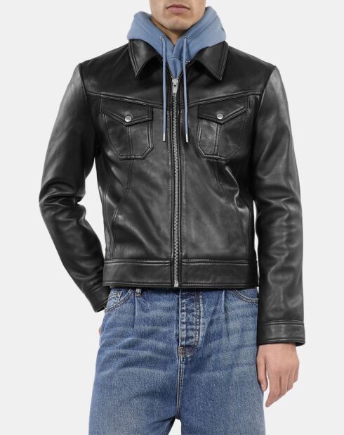 Blouson en cuir noir