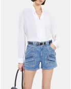 Chemise en soie avec plissage écrue