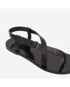 Sandales en cuir perforé noires