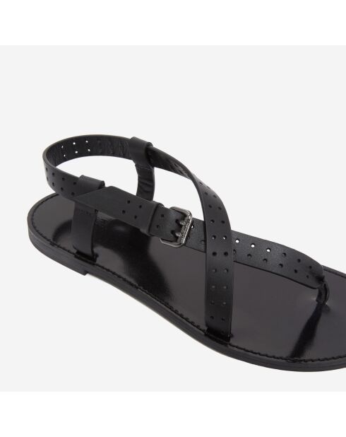 Sandales en cuir perforé noires