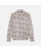 Chemise fleurie craie écru et mauve