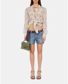 Chemise fleurie craie écru et mauve