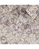 Chemise fleurie craie écru et mauve