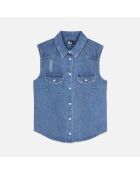 Chemise sans manches en denim bleue