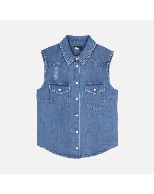 Chemise sans manches en denim bleue