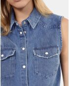 Chemise sans manches en denim bleue