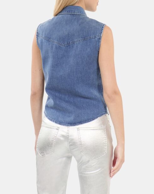 Chemise sans manches en denim bleue