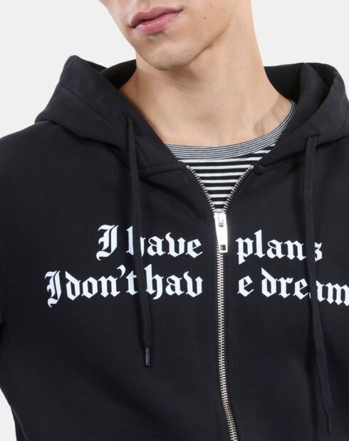 Sweatshirt à capuche et sérigraphie noir