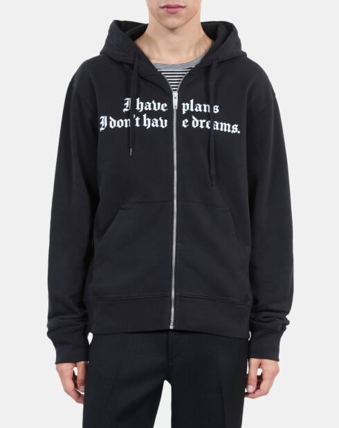 Sweatshirt à capuche et sérigraphie noir