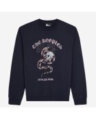 Sweatshirt avec sérigraphie bleu marine délavé