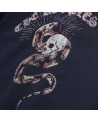 Sweatshirt avec sérigraphie bleu marine délavé