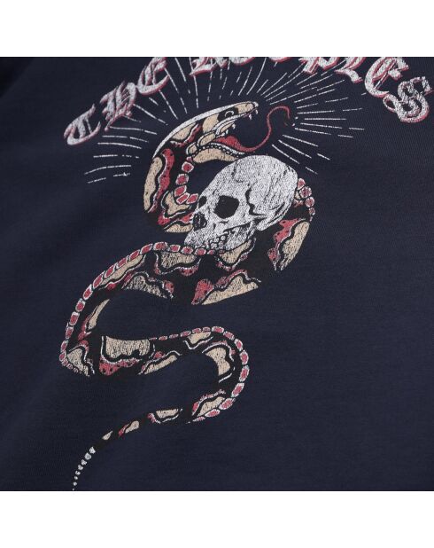 Sweatshirt avec sérigraphie bleu marine délavé