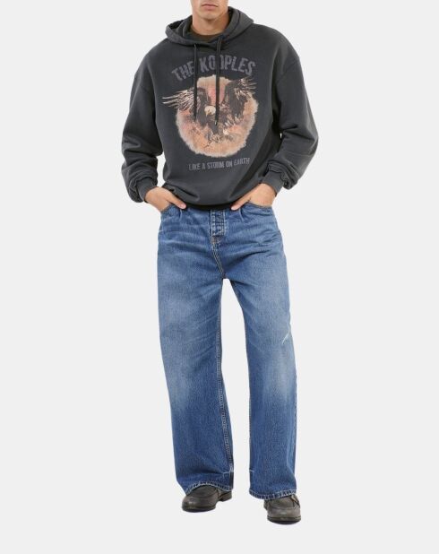 Sweatshirt à capuche et sérigraphie noir