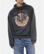 Sweatshirt à capuche et sérigraphie noir