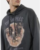 Sweatshirt à capuche et sérigraphie noir