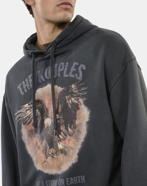 Sweatshirt à capuche et sérigraphie noir