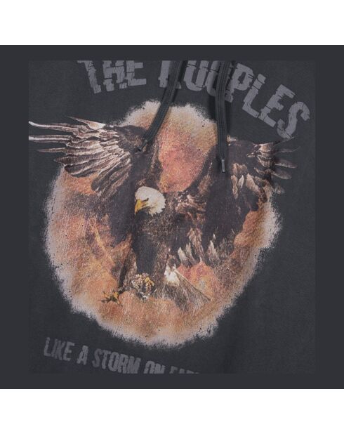 Sweatshirt à capuche et sérigraphie noir