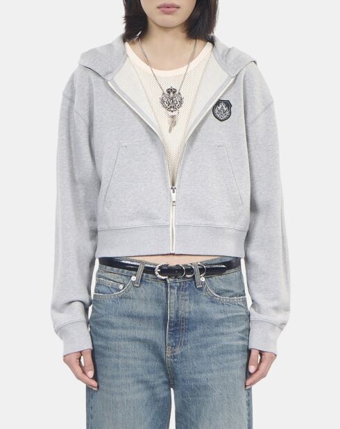 Sweatshirt Blazon à capuche gris clair