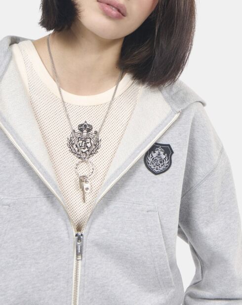 Sweatshirt Blazon à capuche gris clair
