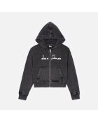 Sweatshirt à capuche et sérigraphie noir lavé