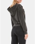 Sweatshirt à capuche et sérigraphie noir lavé