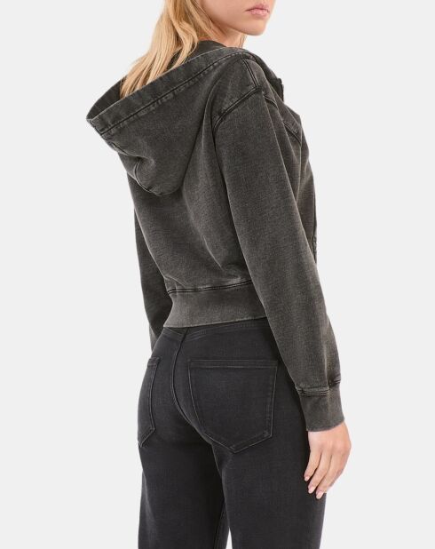 Sweatshirt à capuche et sérigraphie noir lavé