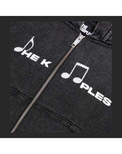 Sweatshirt à capuche et sérigraphie noir lavé