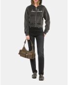 Sweatshirt à capuche et sérigraphie noir lavé