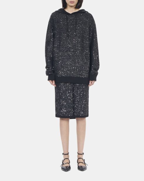 Sweatshirt à sequins en maille noir