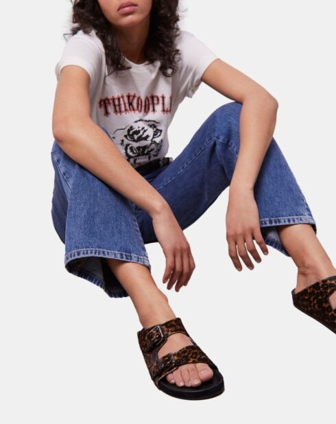 Sandales en cuir léopard