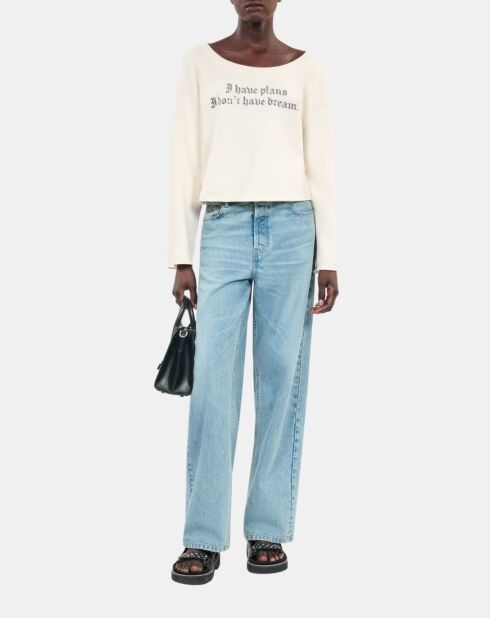 Sweatshirt avec sérigraphie écru