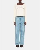 Sweatshirt avec sérigraphie écru