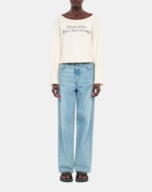 Sweatshirt avec sérigraphie écru