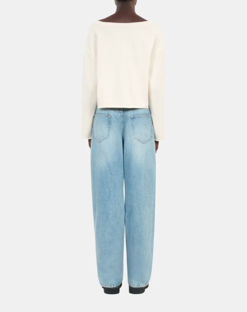 Sweatshirt avec sérigraphie écru