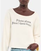 Sweatshirt avec sérigraphie écru