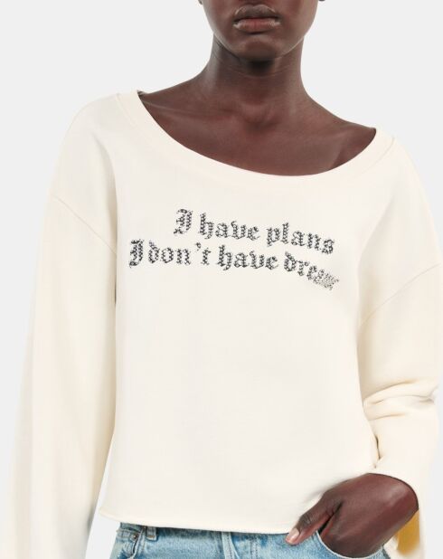 Sweatshirt avec sérigraphie écru