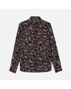 Chemise imprimée 100% soie noire et rose