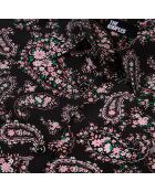 Chemise imprimée 100% soie noire et rose
