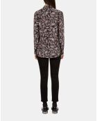 Chemise imprimée 100% soie noire et rose