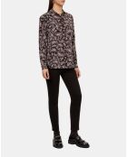 Chemise imprimée 100% soie noire et rose