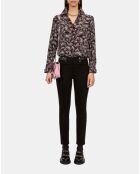 Chemise imprimée 100% soie noire et rose