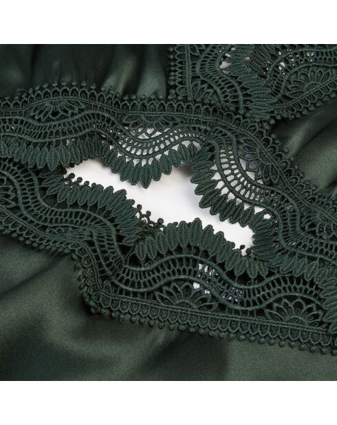 Top en soie avec guipure bois kaki