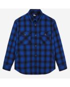 Blouson type surchemise à carreaux bleus et noirs