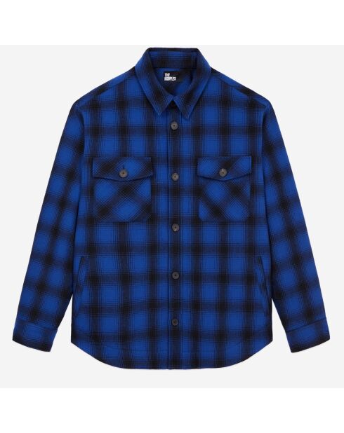 Blouson type surchemise à carreaux bleus et noirs
