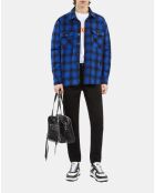 Blouson type surchemise à carreaux bleus et noirs