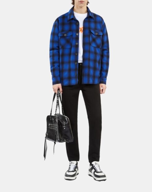 Blouson type surchemise à carreaux bleus et noirs