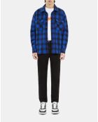 Blouson type surchemise à carreaux bleus et noirs