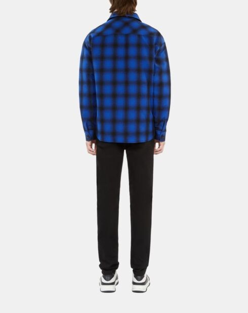 Blouson type surchemise à carreaux bleus et noirs