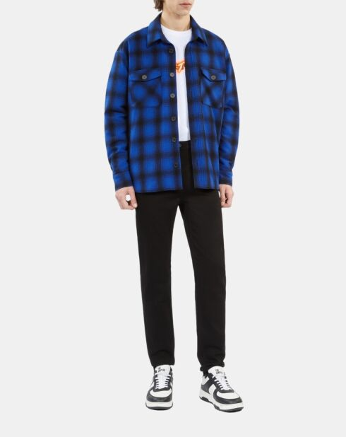 Blouson type surchemise à carreaux bleus et noirs