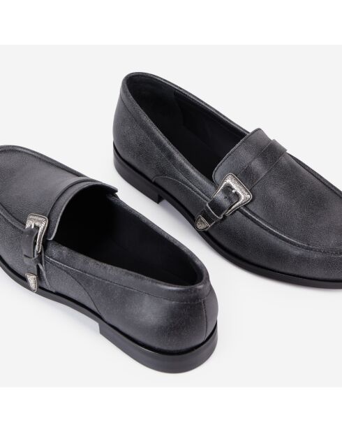 Mocassins en cuir avec boucle western noirs
